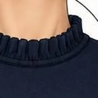 Ruffled round neck in midnight fabric, from a design sheet