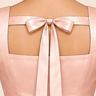 Back neck with a satin tie-up bow, from a design sheet